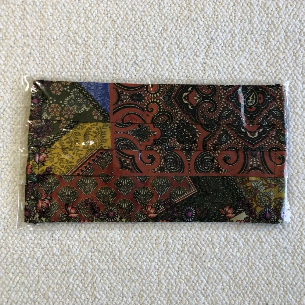 JOHNNY WAS NEW Multicolor Patchwork Sateen Face Mask